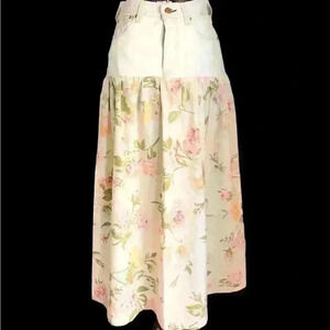 UPCYCLED LEVIS 501 Jeans into boho flower festival skirt waist 28"